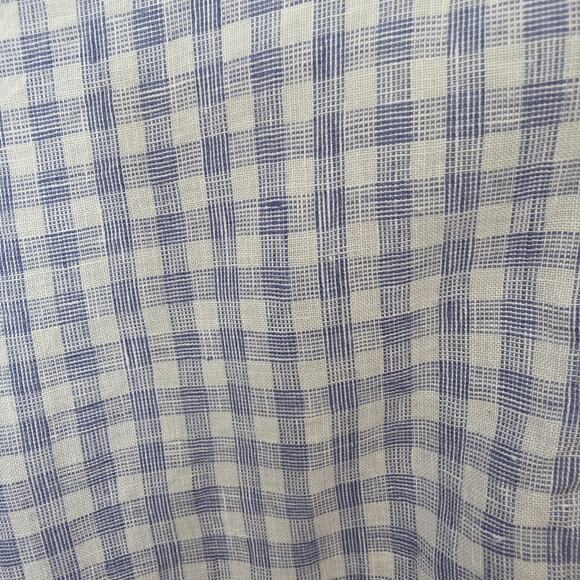 Uniqlo Blue White Gingham 100% Linen Button Up Coastal Long Sleeve Shirt Size S - Picture 3 of 7